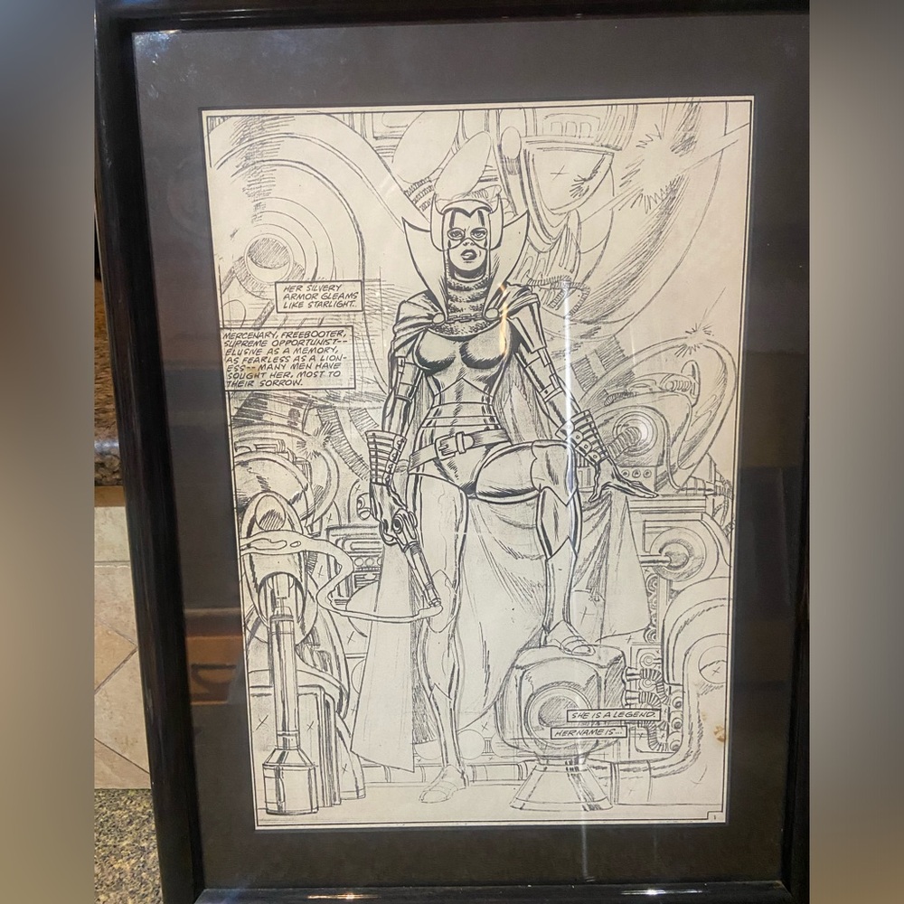 Dave Cockrum’s Iron Maiden from revival of THUNDER Agents Framed Black and White